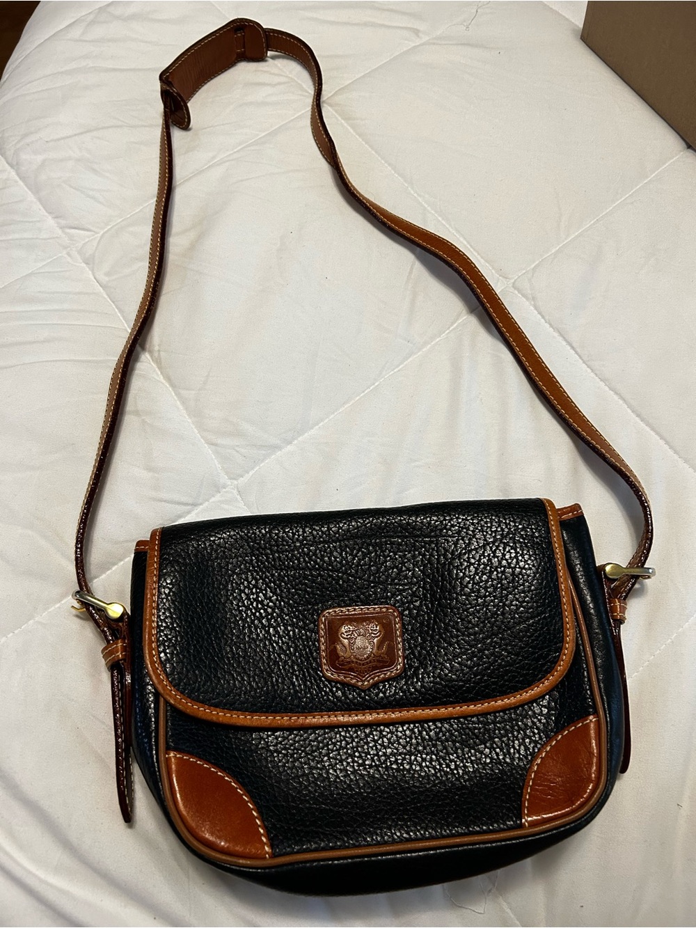 Black and Brown Leather Crossbody Bag - Women's Shoulder Bag